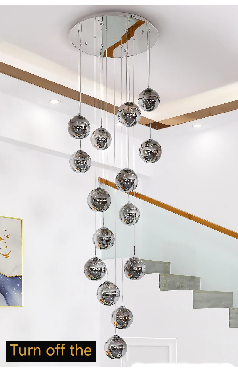 Modern LED Glass Ball Dimmable Chandelier Staircase Lustre Living Room Chandelier Lustre Home Decoration Ceiling Chandelier Modern LED Glass Ball Dimmable Chandelier Staircase Lustre Living Room Chandelier Lustre Home Decoration Ceiling Chandelier