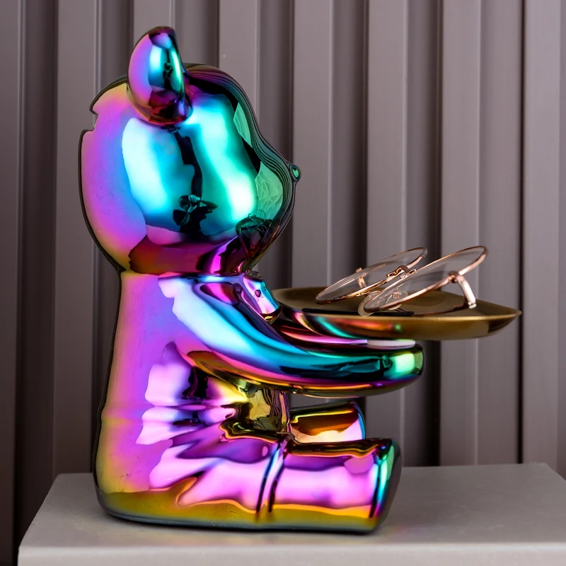 Ceramic Colorful Plating Bear Storage Box Home Living