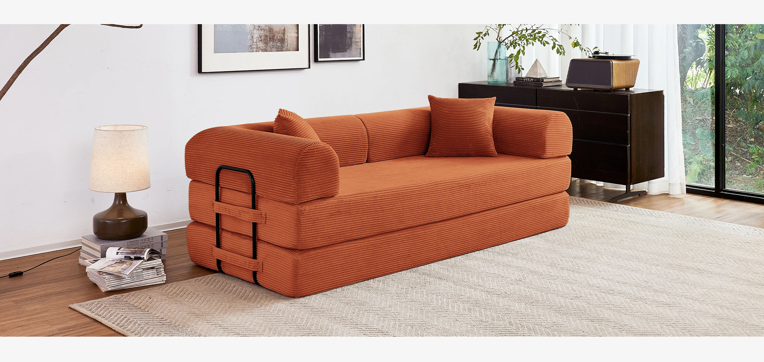 79'' Boneless Couch Foldable Convertible Futon Sleeper Sofa