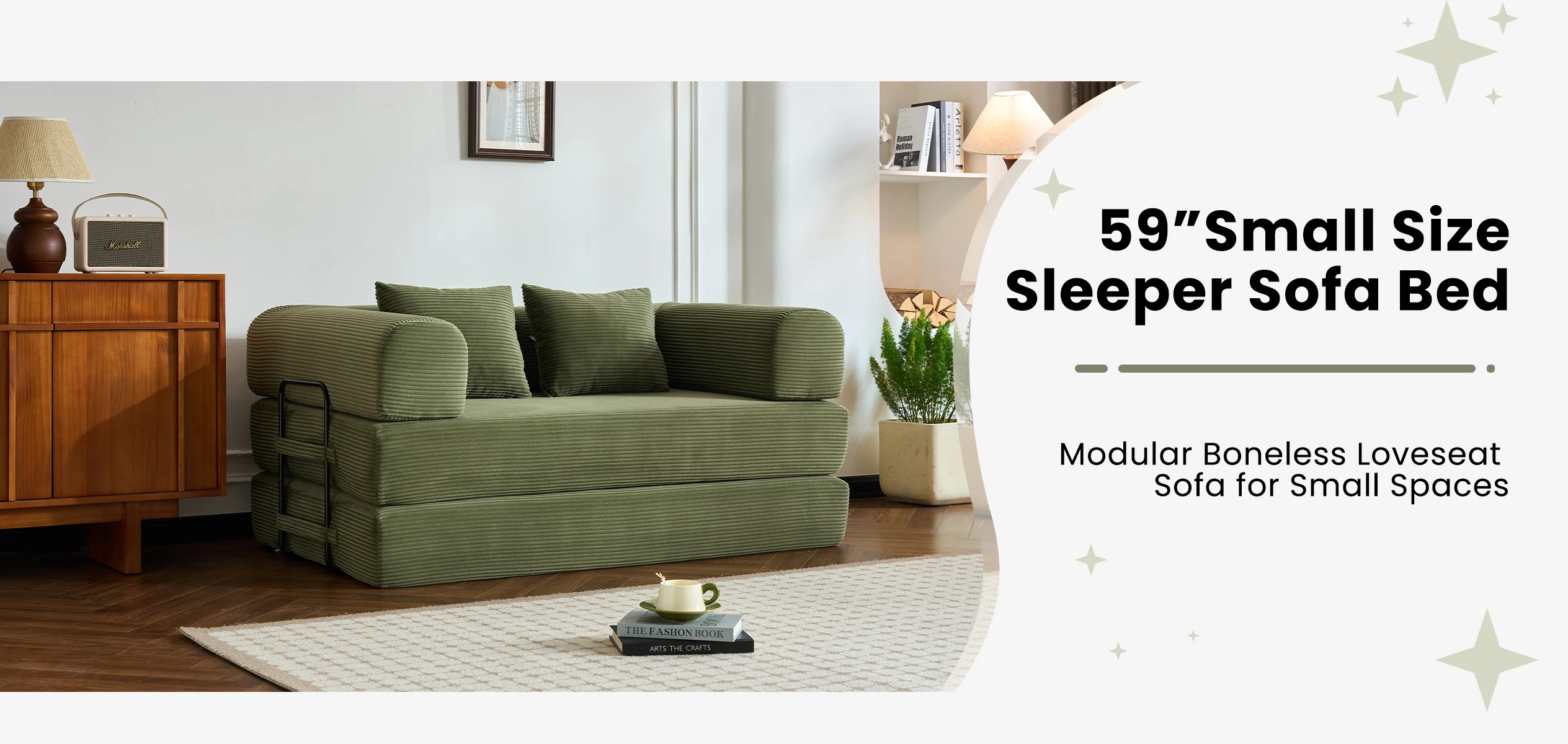 79'' Boneless Couch Foldable Convertible Futon Sleeper Sofa