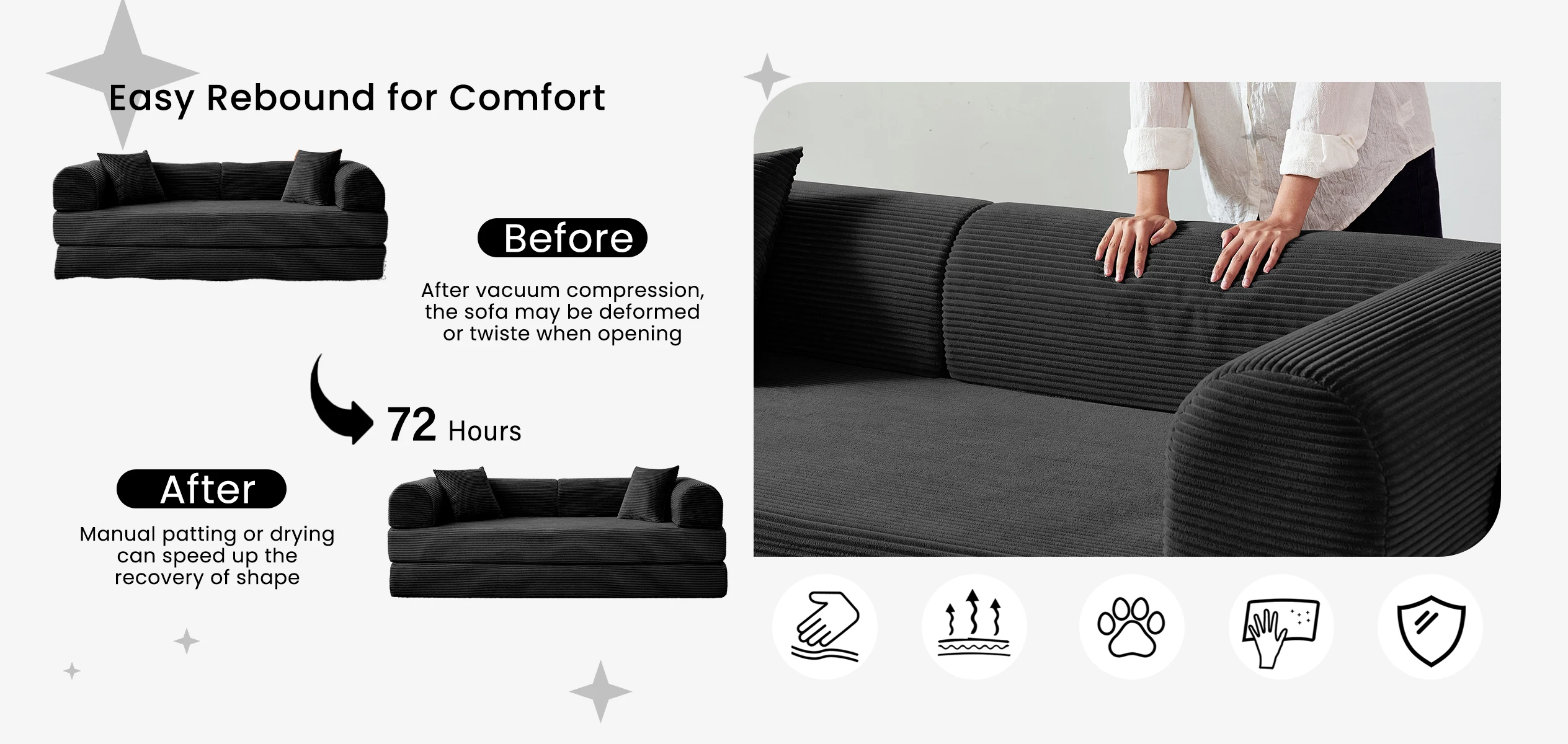 79'' Boneless Couch Foldable Convertible Futon Sleeper Sofa