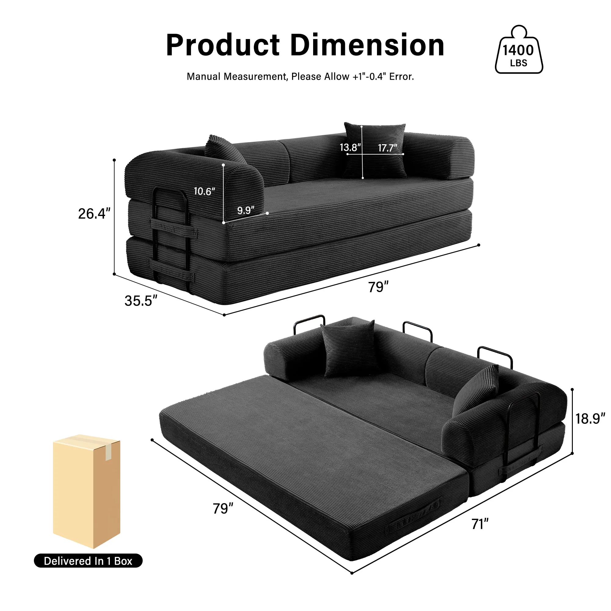 79” Boneless Couch Foldable Convertible Futon Sleeper Sofa MODERN FURNITURES Color : White -79 IN|Beige -79 IN|Pink -79 IN|Black -59 IN|Light Green -79 IN|Dark Grey -79 IN|Dark Grey -59 IN|Brown -79 IN|Orange -79 IN|Black -79 IN|Beige -59 IN|Light Green -59 IN|Pillows 79'' Boneless Couch Foldable Convertible Futon Sleeper Sofa MODERN FURNITURES Color : White -79 IN|Beige -79 IN|Pink -79 IN|Black -59 IN|Light Green -79 IN|Dark Grey -79 IN|Dark Grey -59 IN|Brown -79 IN|Orange -79 IN|Black -79 IN|Beige -59 IN|Light Green -59 IN|Pillows
