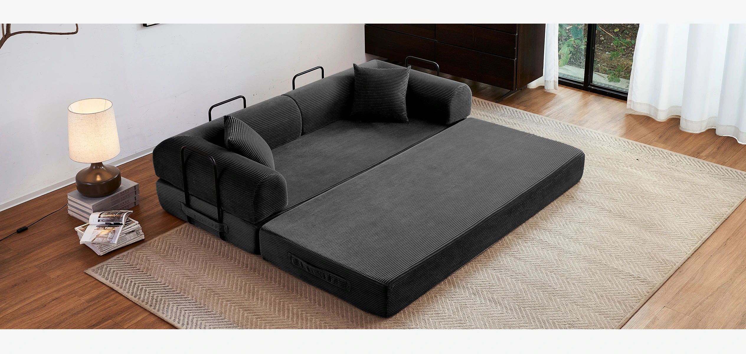 79'' Boneless Couch Foldable Convertible Futon Sleeper Sofa