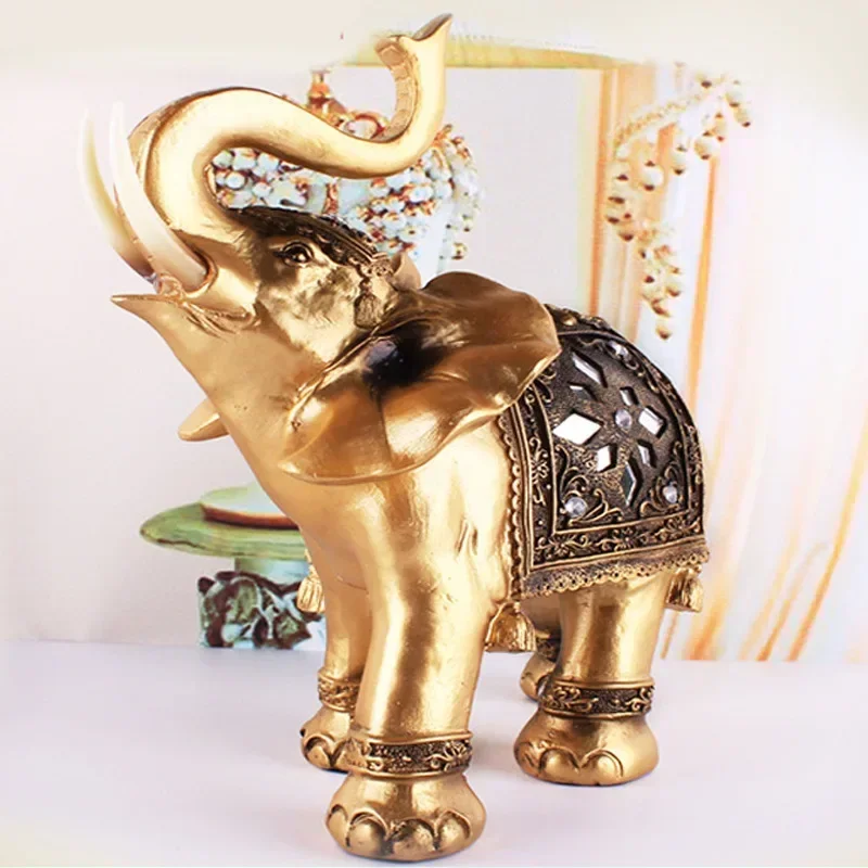 1PC Golden Resin Elephant Statue 1PC Golden Resin Elephant Statue