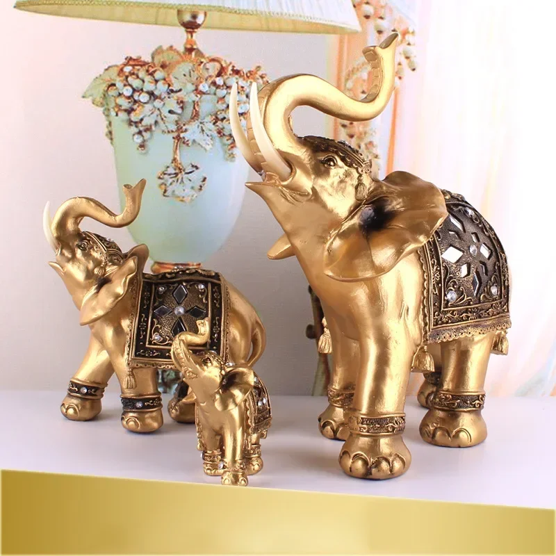 1PC Golden Resin Elephant Statue FIGURINES & MINIATURES Size : L|M|S 1PC Golden Resin Elephant Statue FIGURINES & MINIATURES Size : L|M|S