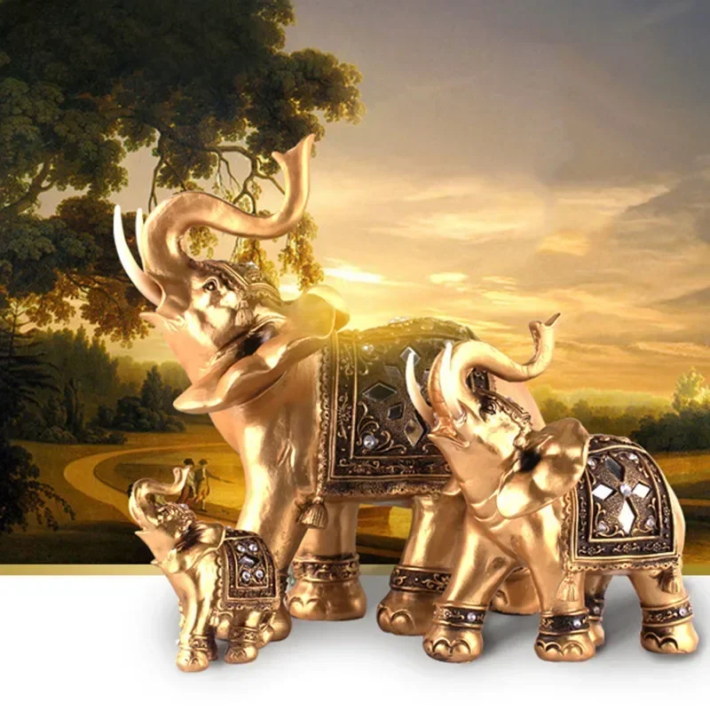1PC Golden Resin Elephant Statue FIGURINES & MINIATURES Size : L|M|S 1PC Golden Resin Elephant Statue FIGURINES & MINIATURES Size : L|M|S