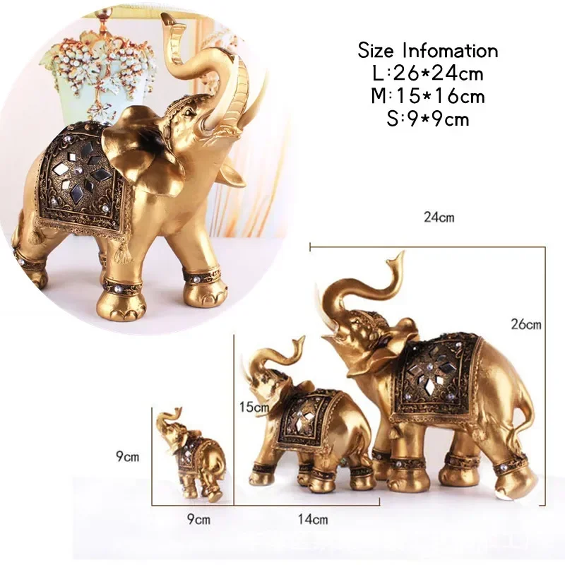 1PC Golden Resin Elephant Statue 1PC Golden Resin Elephant Statue