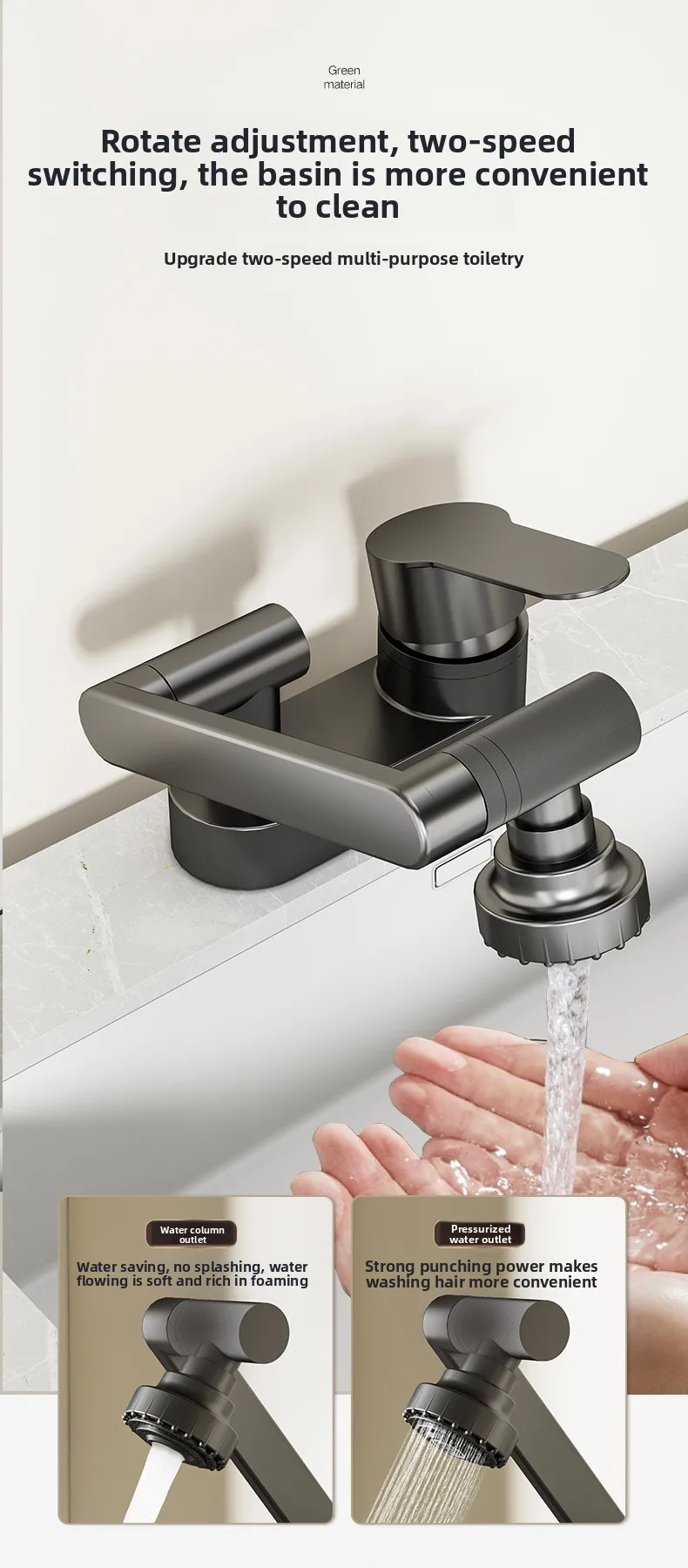 2 Modes Nozzle Tap Rotation Household Mixing Valve