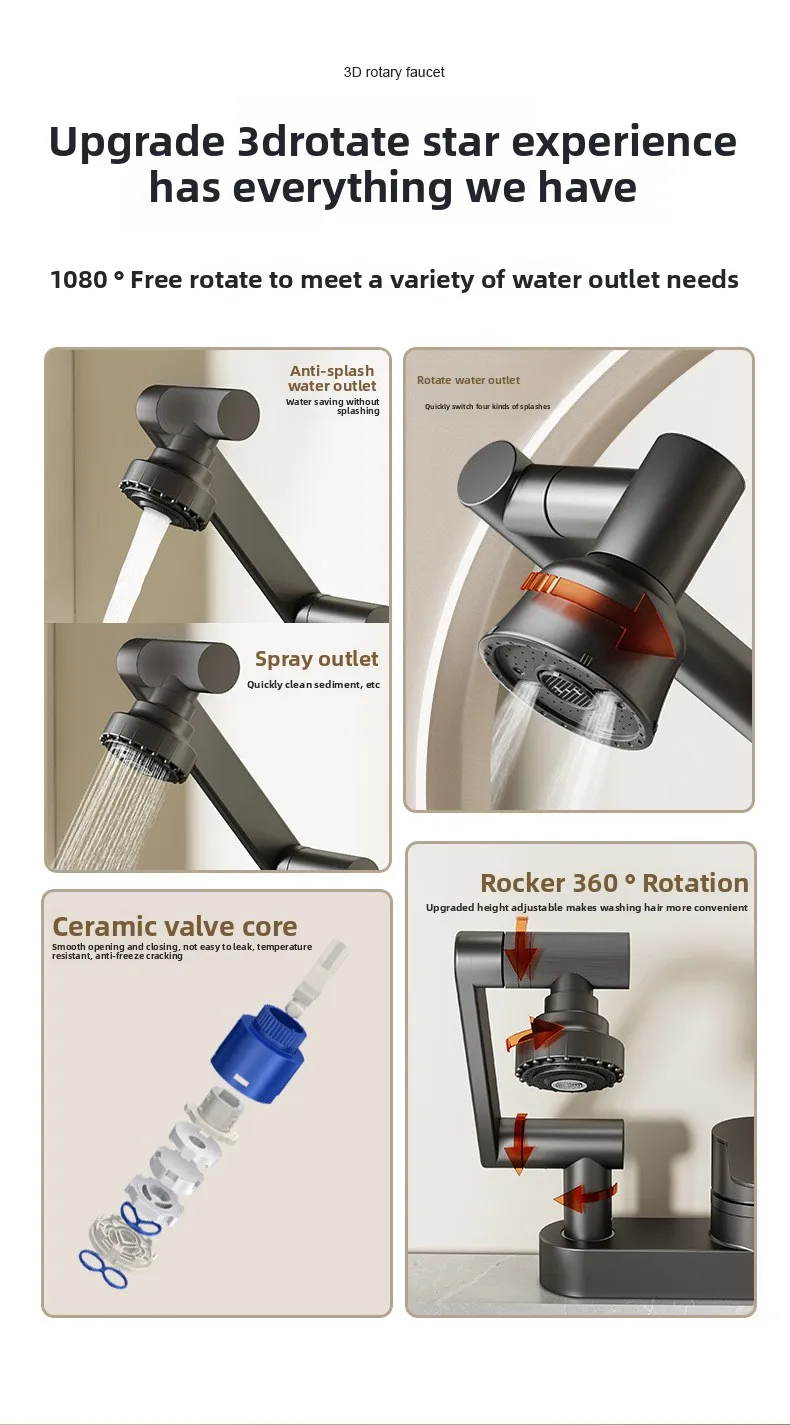 2 Modes Nozzle Tap Rotation Household Mixing Valve
