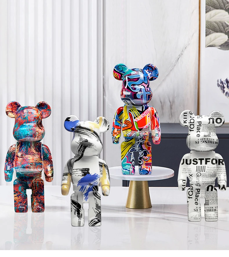 27cm Graffiti Bear Statue Paint Block Bear Decor Resin Desktop Ornaments Home Decoration Living Room Bear Floor Sculpture Gifts 27cm Graffiti Bear Statue Paint Block Bear Decor Resin Desktop Ornaments Home Decoration Living Room Bear Floor Sculpture Gifts