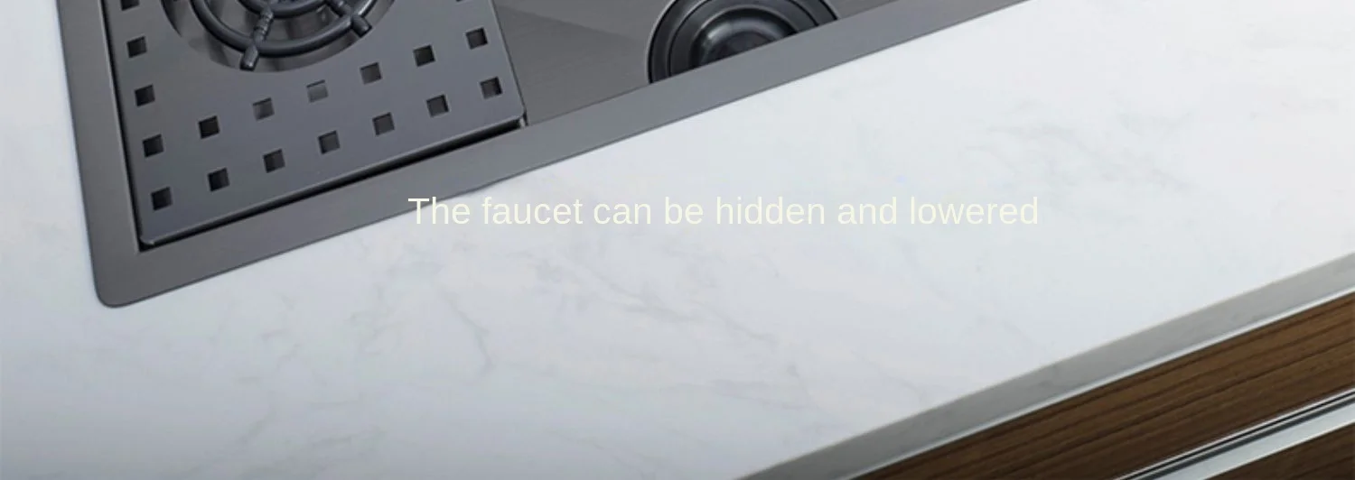 304 Stainless Steel Single-Bowl Kitchen Sink with Hidden Cup Washer and Narrow Basin