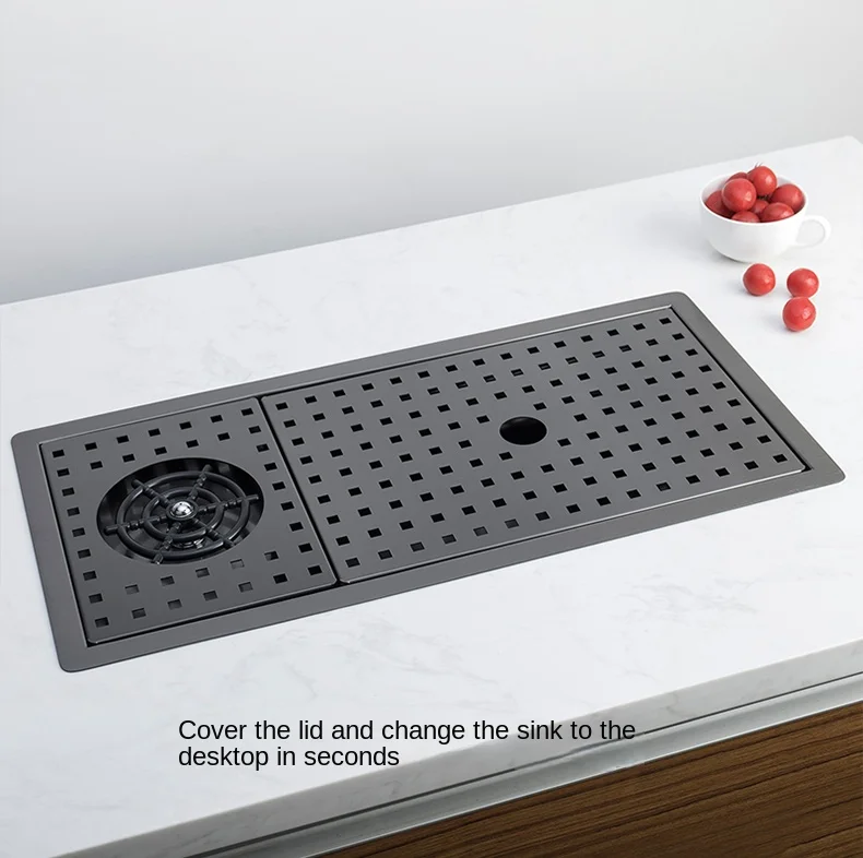 304 Stainless Steel Single-Bowl Kitchen Sink with Hidden Cup Washer and Narrow Basin