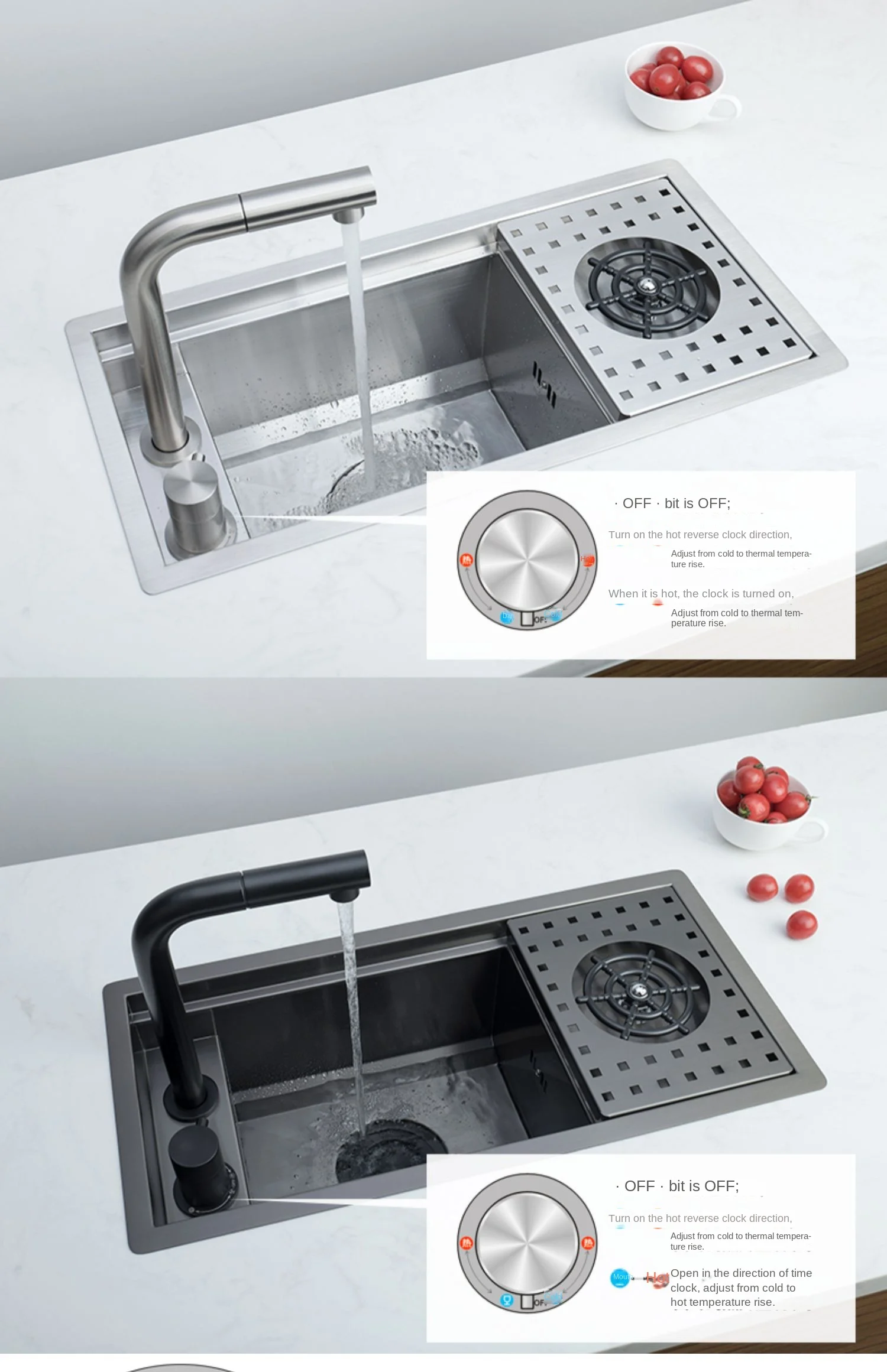 304 Stainless Steel Single-Bowl Kitchen Sink with Hidden Cup Washer and Narrow Basin