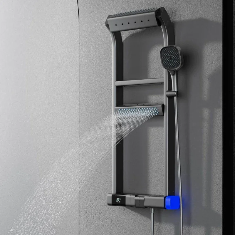 Multi-Function Thermostatic Shower System with Digital Display BATHROOM ACCESSORIES Color : cream white no light|gunmetal no light|cream white light|gunmetal light Multi-Function Thermostatic Shower System with Digital Display BATHROOM ACCESSORIES Color : cream white no light|gunmetal no light|cream white light|gunmetal light