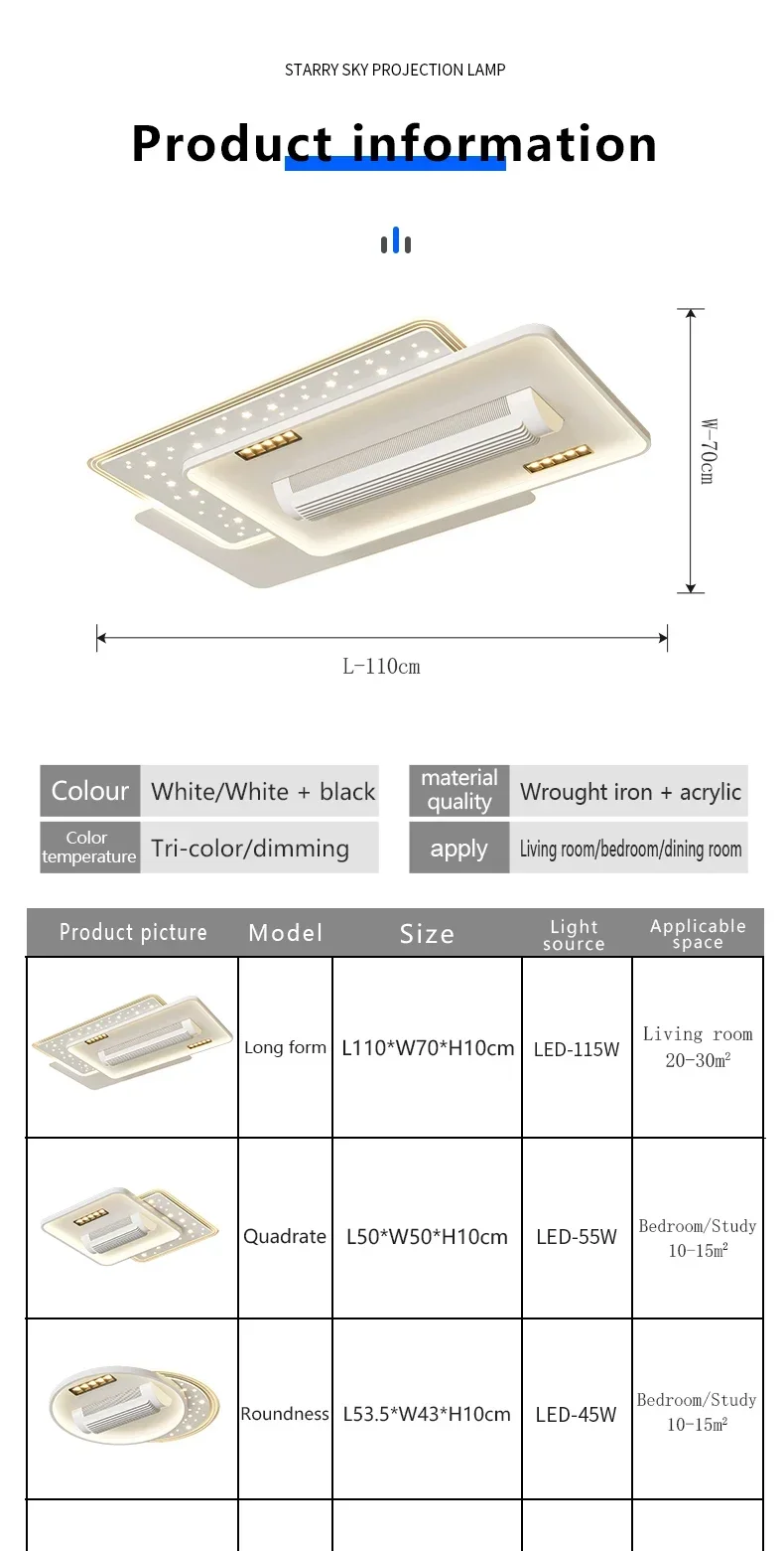 Ceiling Fans Quiet Invisible Leafless Electric Fan Led Lamp