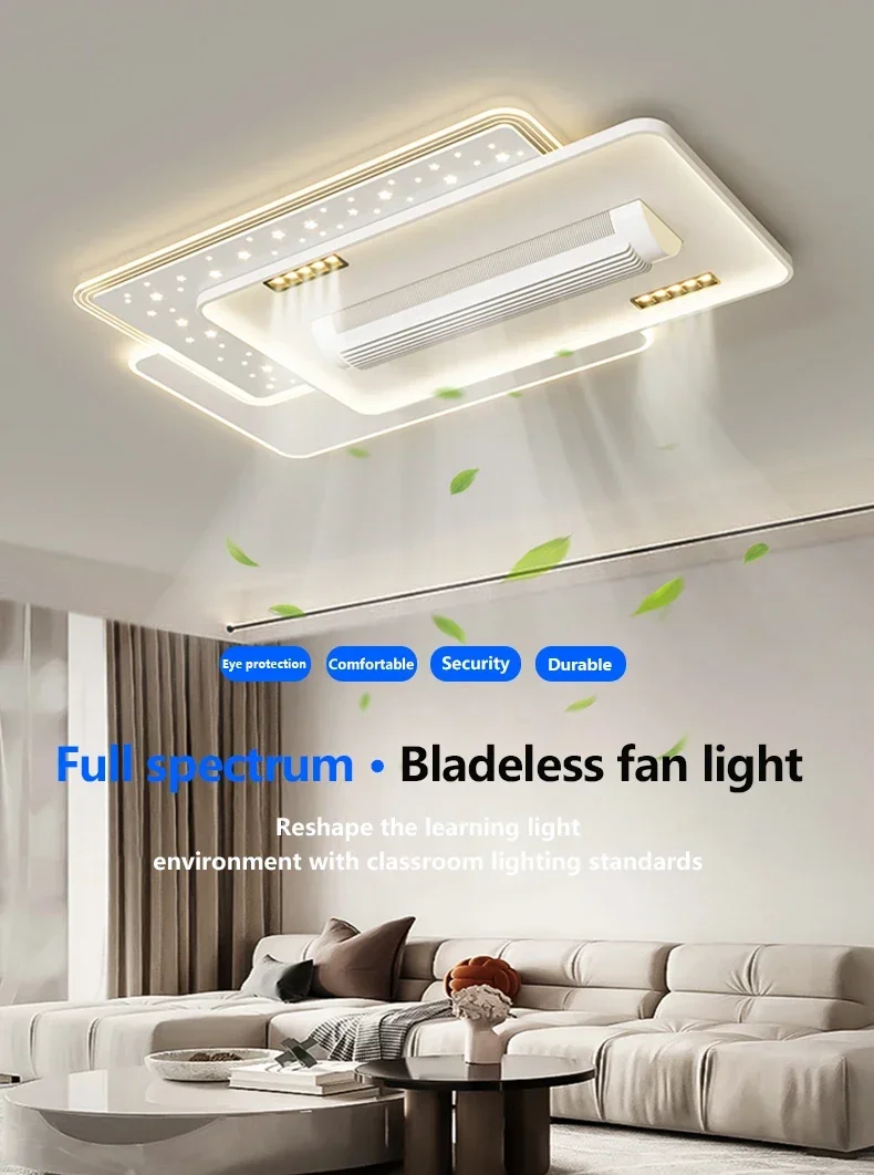 Ceiling Fans Quiet Invisible Leafless Electric Fan Led Lamp