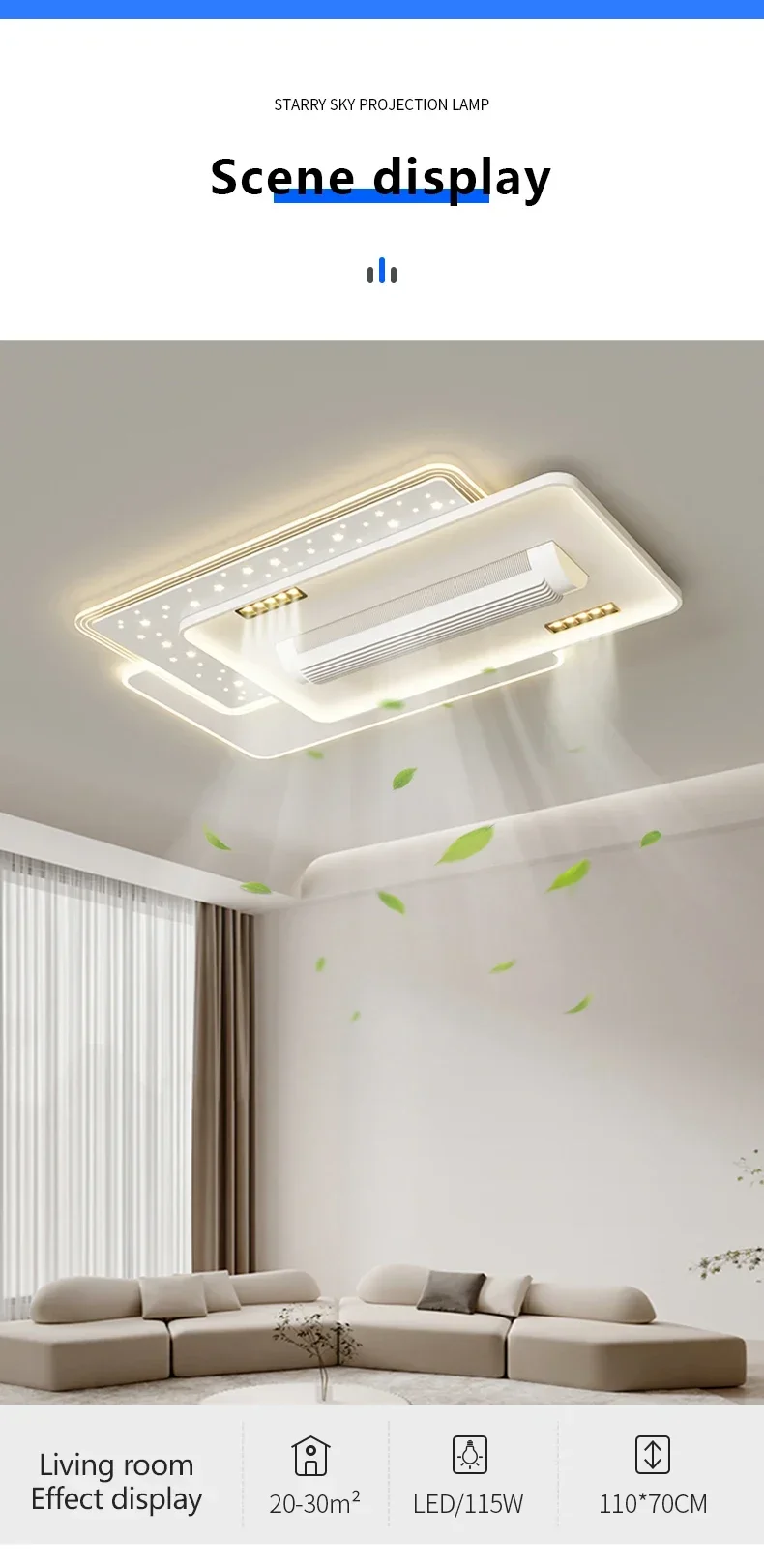 Ceiling Fans Quiet Invisible Leafless Electric Fan Led Lamp