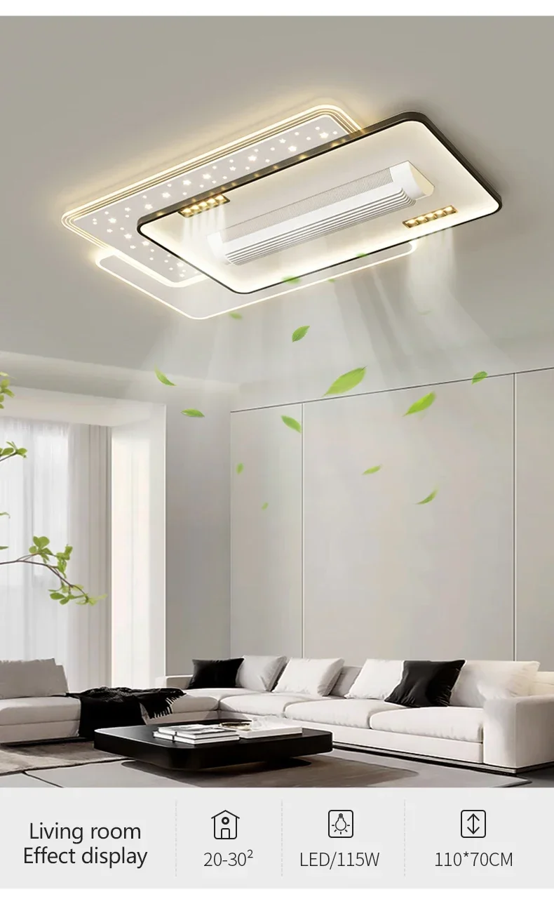 Ceiling Fans Quiet Invisible Leafless Electric Fan Led Lamp
