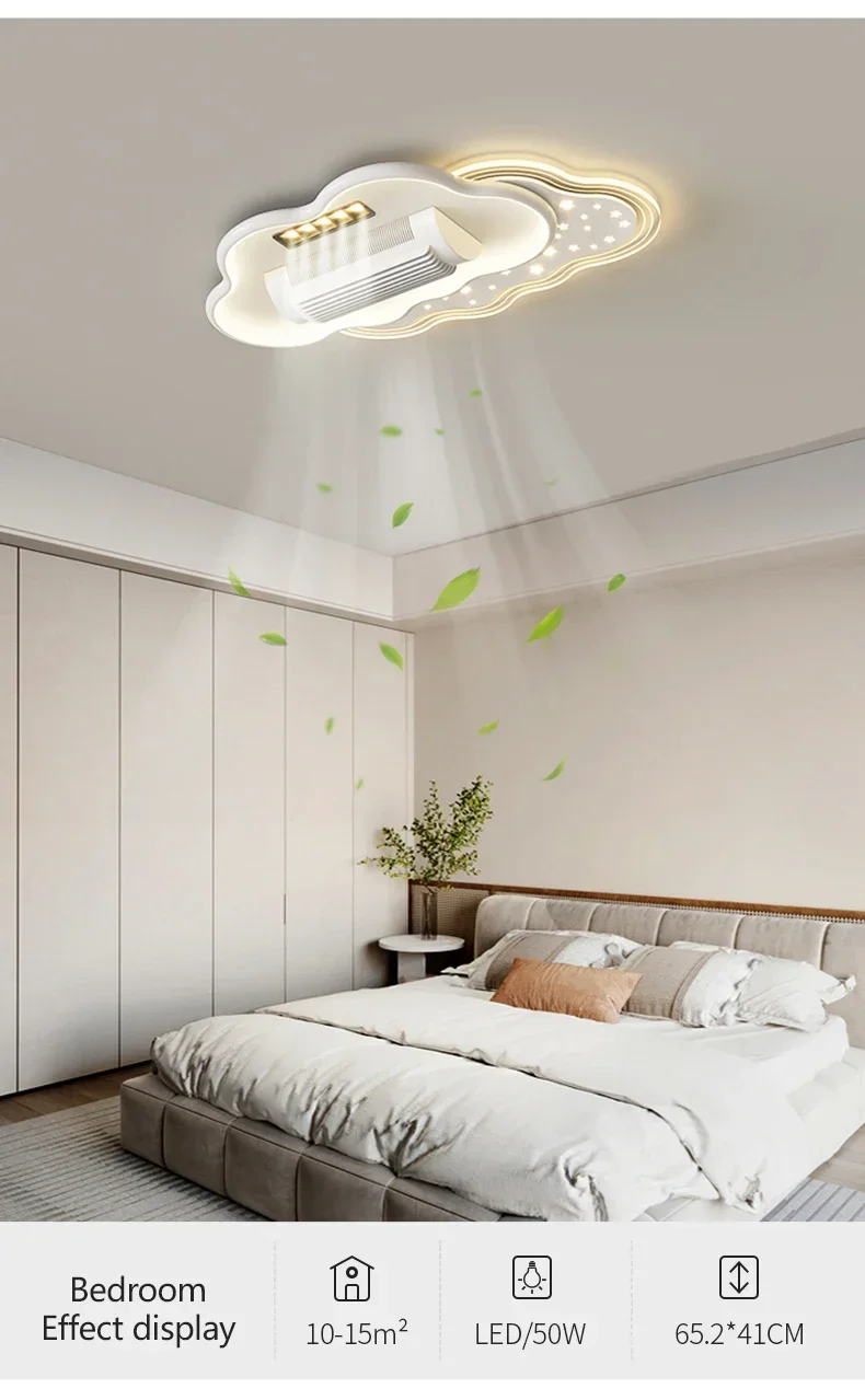 Ceiling Fans Quiet Invisible Leafless Electric Fan Led Lamp