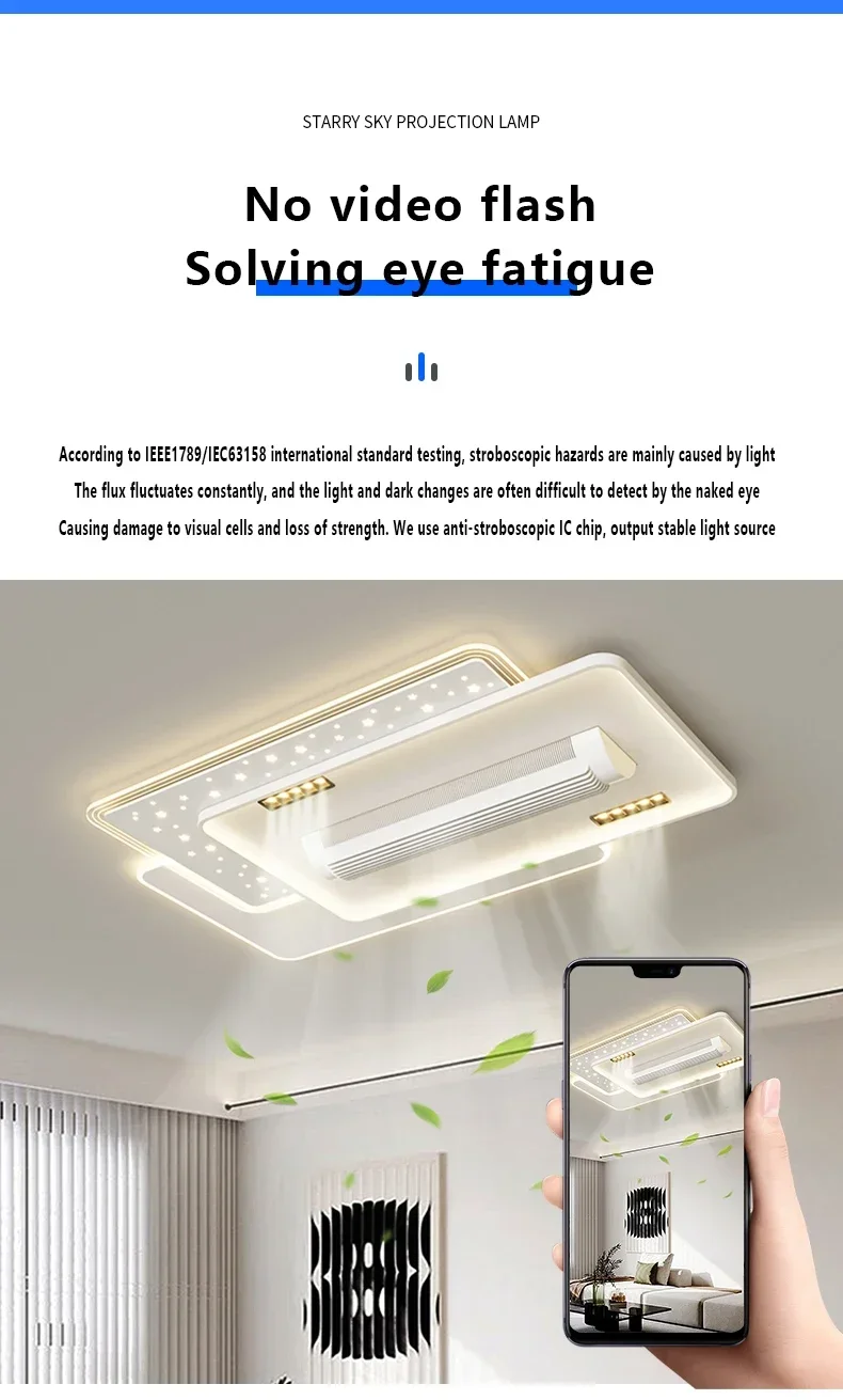 Ceiling Fans Quiet Invisible Leafless Electric Fan Led Lamp