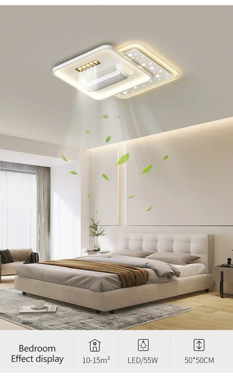 Ceiling Fans Quiet Invisible Leafless Electric Fan Led Lamp