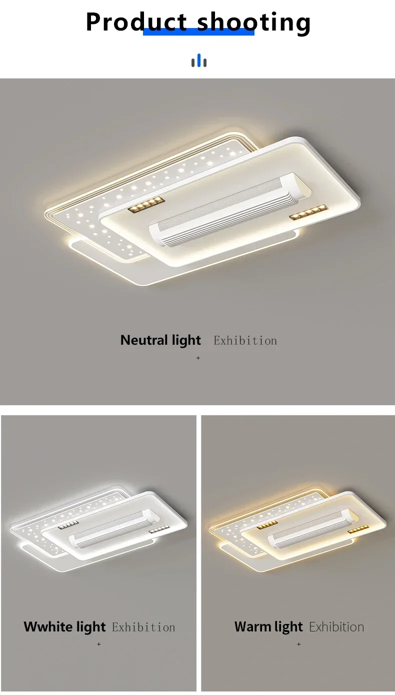 Ceiling Fans Quiet Invisible Leafless Electric Fan Led Lamp