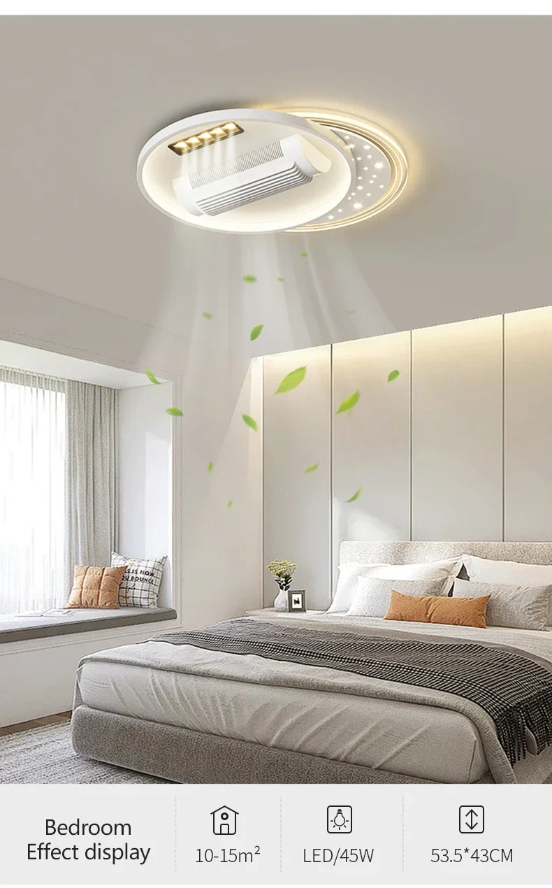 Ceiling Fans Quiet Invisible Leafless Electric Fan Led Lamp