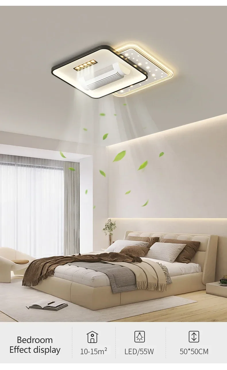 Ceiling Fans Quiet Invisible Leafless Electric Fan Led Lamp