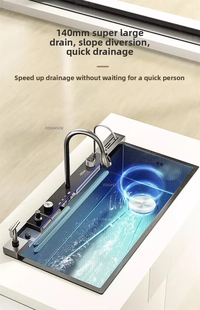 304 Stainless Steel Kitchen Sink with Waterfall 304 Stainless Steel Kitchen Sink with Waterfall