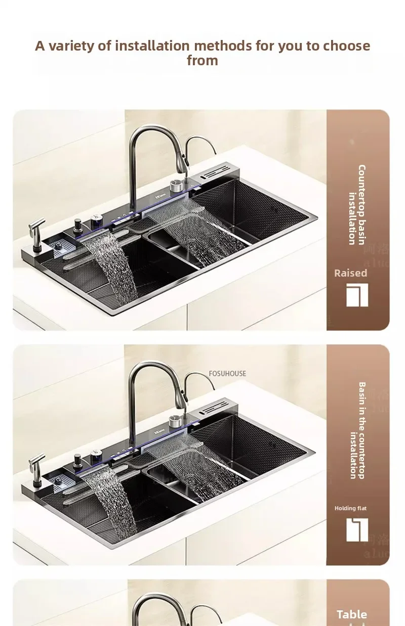 304 Stainless Steel Kitchen Sink with Waterfall 304 Stainless Steel Kitchen Sink with Waterfall