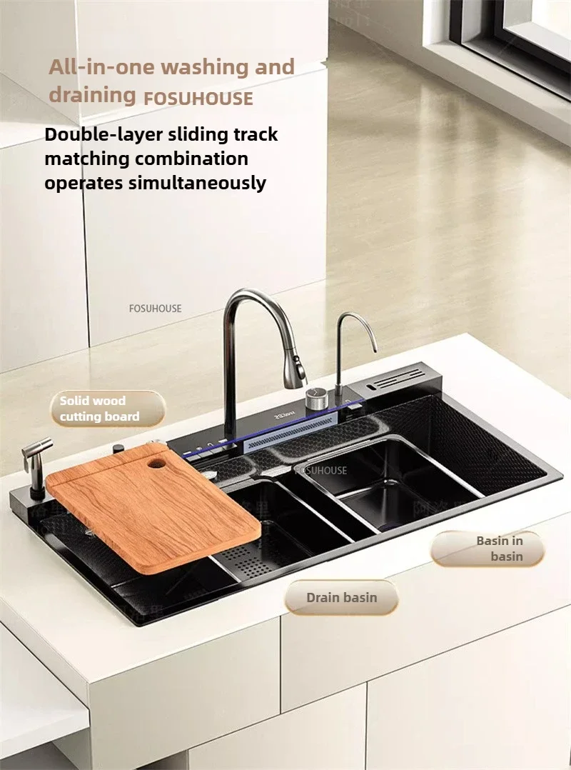 304 Stainless Steel Kitchen Sink with Waterfall 304 Stainless Steel Kitchen Sink with Waterfall