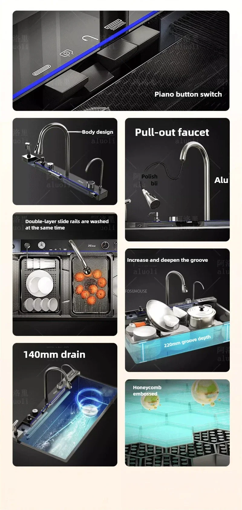 304 Stainless Steel Kitchen Sink with Waterfall 304 Stainless Steel Kitchen Sink with Waterfall