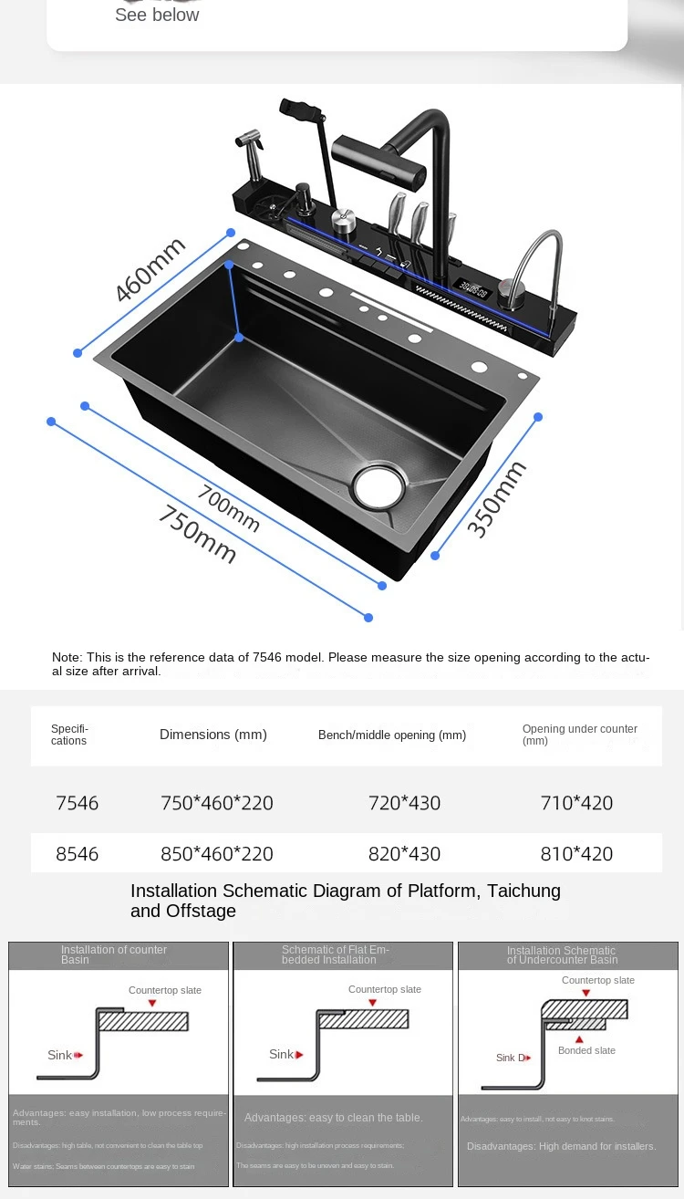Large Single Slot Kitchen 304 Stainless Steel Waterfall Sink Large Single Slot Kitchen 304 Stainless Steel Waterfall Sink