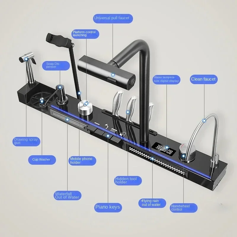 Large Single Slot Kitchen 304 Stainless Steel Waterfall Sink KITCHEN & DINNING Color : 75cmx45cm|80cmx45cm|85cmx45cm Large Single Slot Kitchen 304 Stainless Steel Waterfall Sink KITCHEN & DINNING Color : 75cmx45cm|80cmx45cm|85cmx45cm