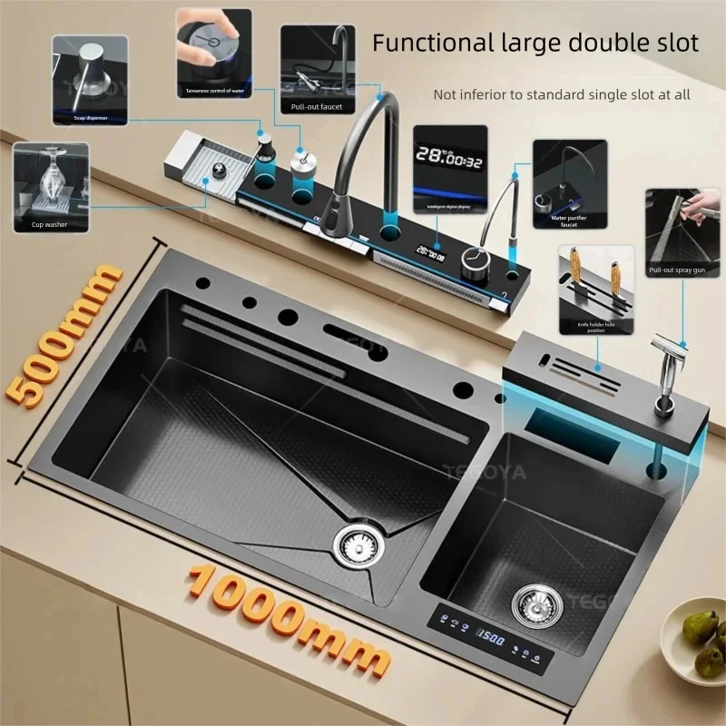 304 Stainless Steel Kitchen Sink KITCHEN & DINNING Color : 100X50CM-MO 304 Stainless Steel Kitchen Sink KITCHEN & DINNING Color : 100X50CM-MO