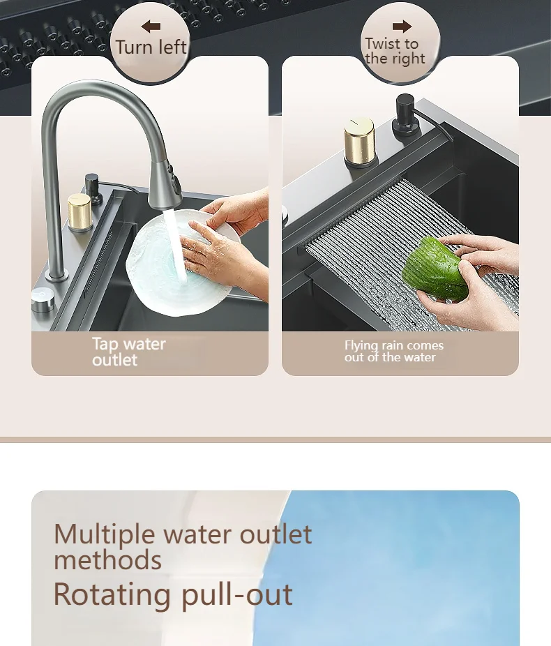 Stainless Steel Waterfall Kitchen Sink Stainless Steel Waterfall Kitchen Sink