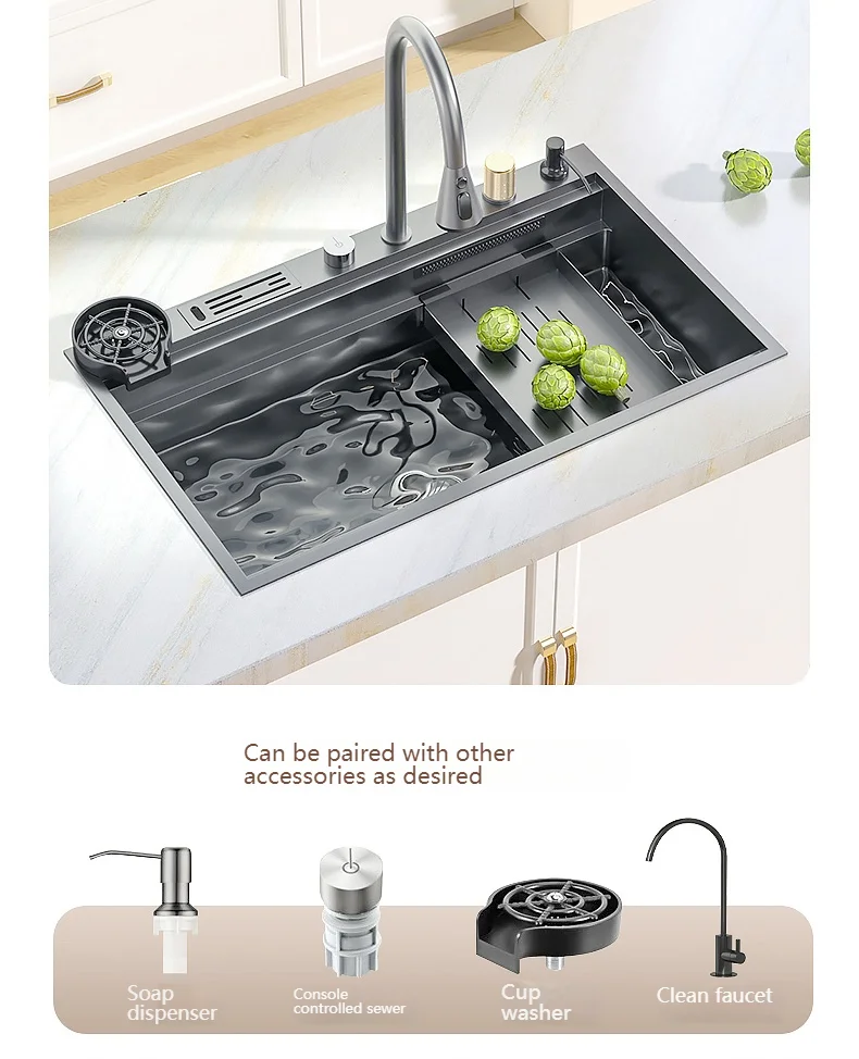 Stainless Steel Waterfall Kitchen Sink Stainless Steel Waterfall Kitchen Sink