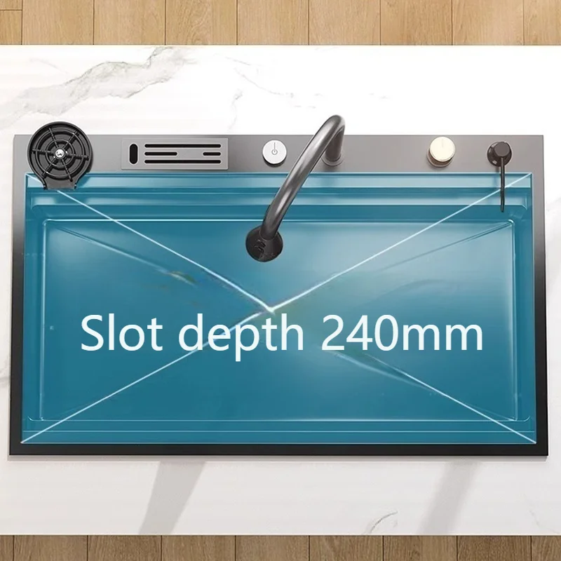 Stainless Steel Waterfall Kitchen Sink KITCHEN & DINNING Color : 86X52CM-D-SA|86X52CM-D2-SA|86X52CM-T2-SA|100X52CM-D-SA|100X52CM-D2-SA|100X52CM-T2-SA Stainless Steel Waterfall Kitchen Sink KITCHEN & DINNING Color : 86X52CM-D-SA|86X52CM-D2-SA|86X52CM-T2-SA|100X52CM-D-SA|100X52CM-D2-SA|100X52CM-T2-SA