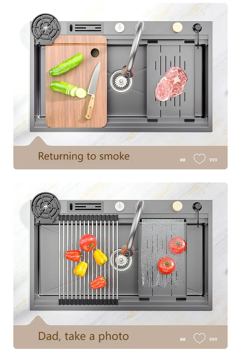 Stainless Steel Waterfall Kitchen Sink Stainless Steel Waterfall Kitchen Sink