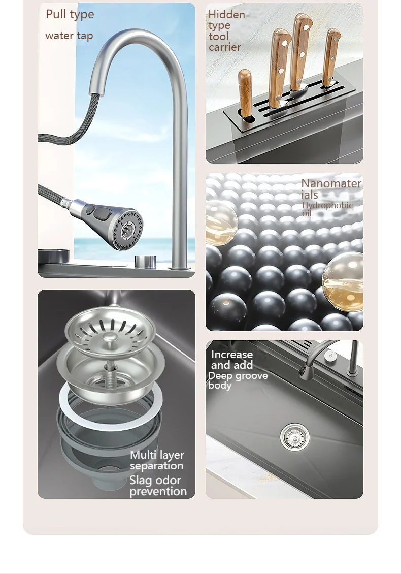 Stainless Steel Waterfall Kitchen Sink Stainless Steel Waterfall Kitchen Sink