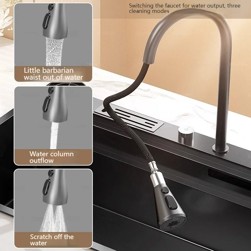 Stainless Steel Waterfall Kitchen Sink KITCHEN & DINNING Color : 86X52CM-D-SA|86X52CM-D2-SA|86X52CM-T2-SA|100X52CM-D-SA|100X52CM-D2-SA|100X52CM-T2-SA Stainless Steel Waterfall Kitchen Sink KITCHEN & DINNING Color : 86X52CM-D-SA|86X52CM-D2-SA|86X52CM-T2-SA|100X52CM-D-SA|100X52CM-D2-SA|100X52CM-T2-SA
