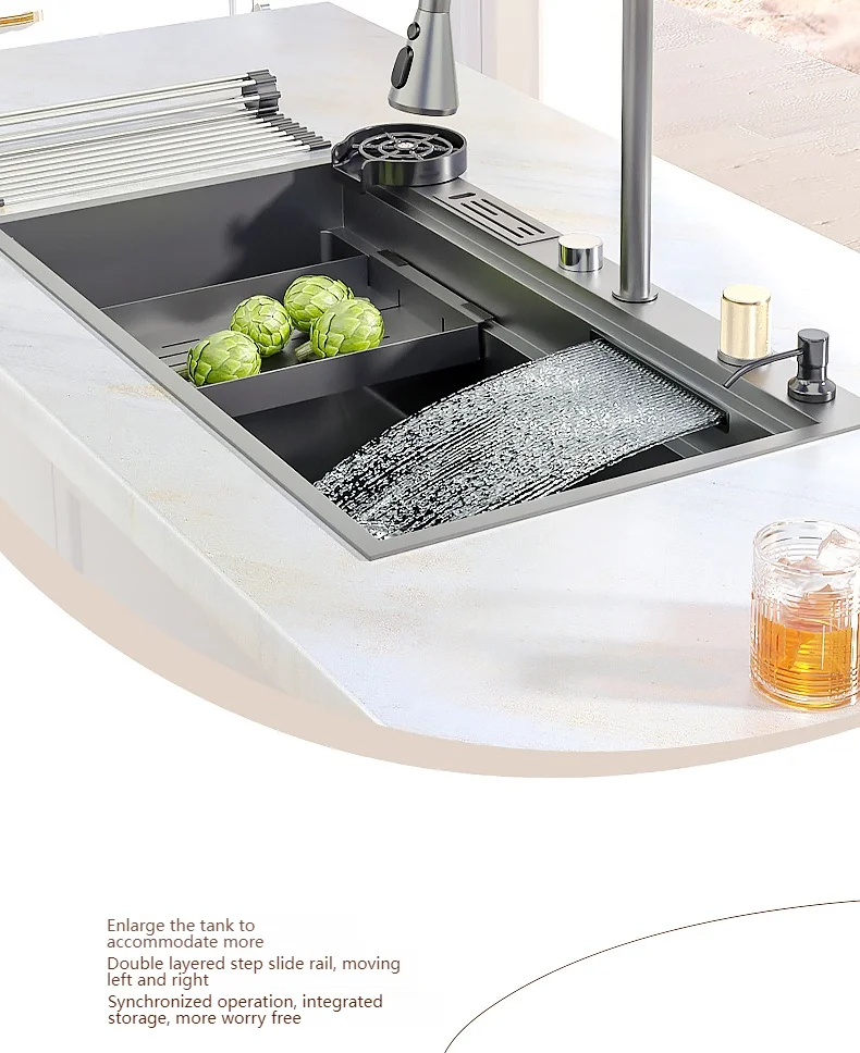 Stainless Steel Waterfall Kitchen Sink Stainless Steel Waterfall Kitchen Sink