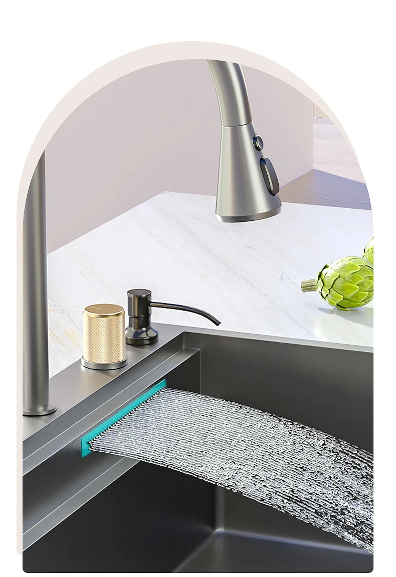 Stainless Steel Waterfall Kitchen Sink Stainless Steel Waterfall Kitchen Sink