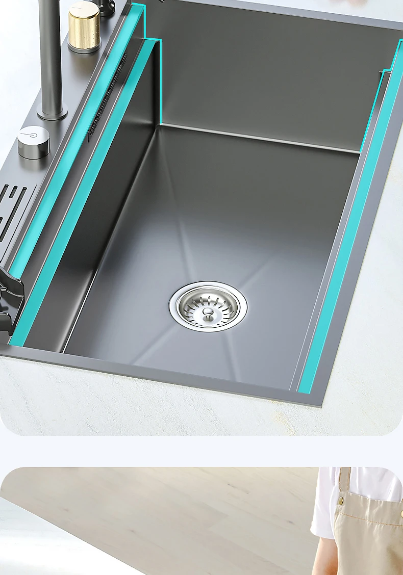 Stainless Steel Waterfall Kitchen Sink Stainless Steel Waterfall Kitchen Sink