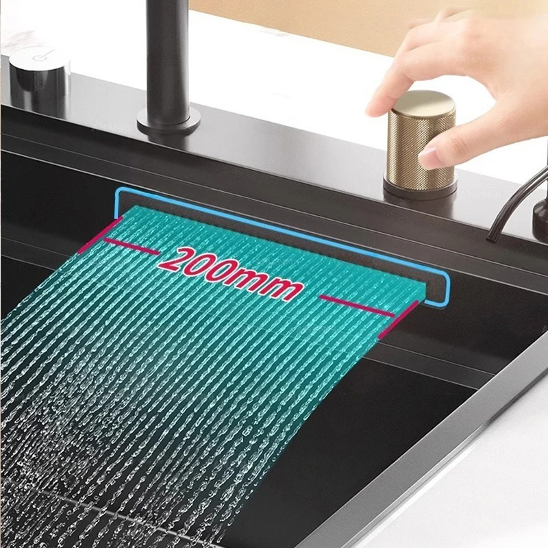 Stainless Steel Waterfall Kitchen Sink KITCHEN & DINNING Color : 86X52CM-D-SA|86X52CM-D2-SA|86X52CM-T2-SA|100X52CM-D-SA|100X52CM-D2-SA|100X52CM-T2-SA Stainless Steel Waterfall Kitchen Sink KITCHEN & DINNING Color : 86X52CM-D-SA|86X52CM-D2-SA|86X52CM-T2-SA|100X52CM-D-SA|100X52CM-D2-SA|100X52CM-T2-SA