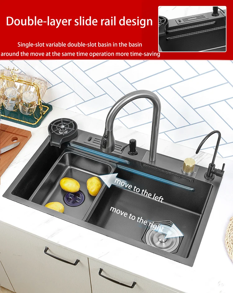 304 Stainless Steel Waterfall Kitchen Sink 304 Stainless Steel Waterfall Kitchen Sink