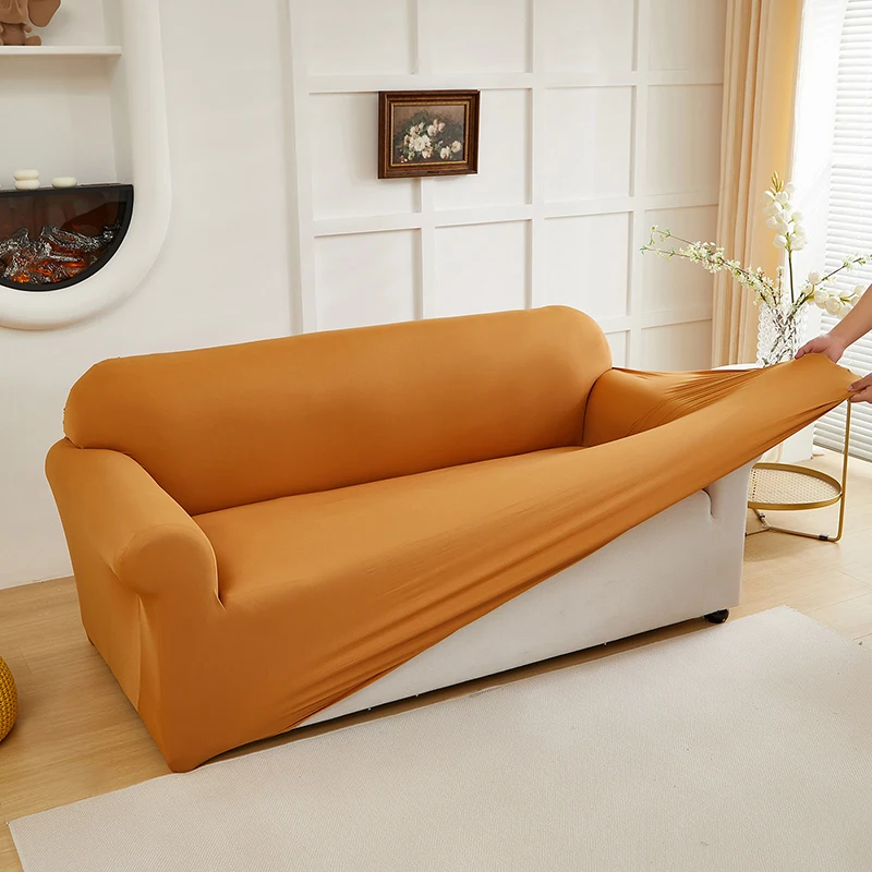 1pc Stretch Sofa Slipcover Solid Color Sofa Couch Cover Soft