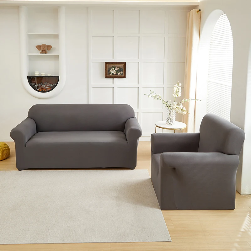 1pc Stretch Sofa Slipcover Solid Color Sofa Couch Cover Soft