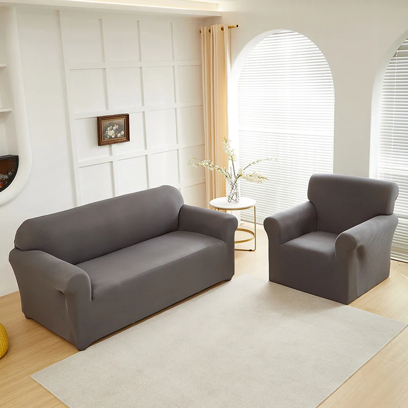 1pc Stretch Sofa Slipcover Solid Color Sofa Couch Cover Soft