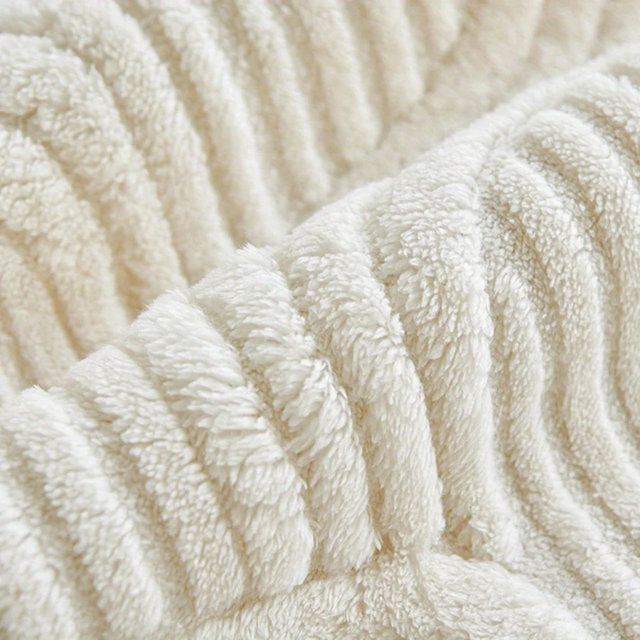 1pc Velvet Sofa Cover Cream Style Striped Sofa Towel